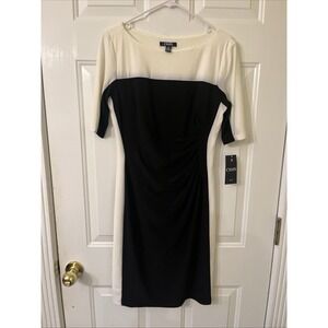 CHAPS Women's Colorblock Sheath Dress Black & White‎ Cream Medium $95